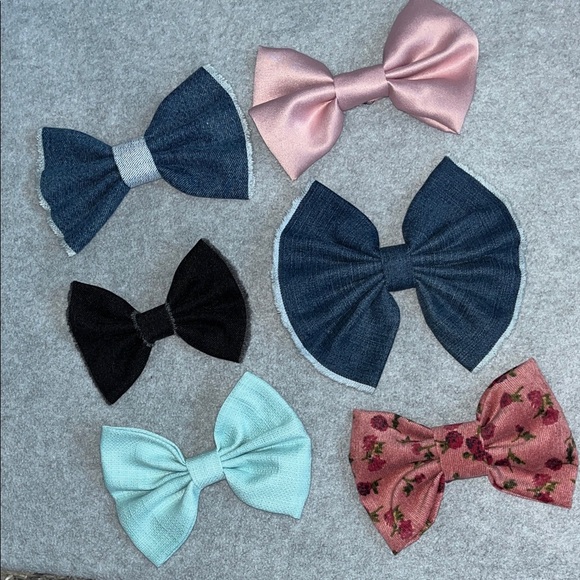 Hand Crafted Accessories - Kawaii Coquette Hairbow Bundle Lot Preppy Cottagecore Fabric